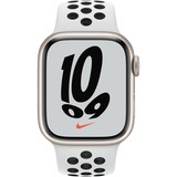 Apple Watch Series 7, Smartwatch silber/weiß, 41 mm, Nike Sportarmband, Aluminium-Gehäuse