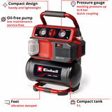 EINHELL Power X-Change Akku-Kompressor TE-AC 18/75 Li OF-Solo, 18Volt schwarz/rot, ohne Akku und Ladegerät