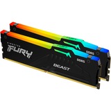 Kingston FURY DIMM 16 GB DDR5-5200 (2x 8 GB) Dual-Kit, Arbeitsspeicher schwarz, KF552C36BBEAK2-16, FURY Beast RGB, AMD EXPO