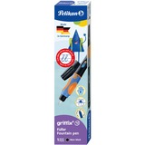 Pelikan Füllhalter Griffix 4 für Rechtshänder, Füllfederhalter schwarz, Neon Black