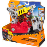 Spin Master Rubble & Crew - Chargers 2-in-1 Mega Kran, Spielfahrzeug mit abnehmbarer Baggerkralle, Presslufthammer und Charger Hundefigur