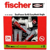 fischer EasyHook Angle DuoPower 8x40, Dübel weiß, 25 Stück, mit EasyHook Winkelhaken