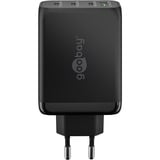 goobay USB-C PD Multiport-Schnellladegerät 100 Watt schwarz, 1x USB-A QC, 3x USB-C PD, GaN-Technologie