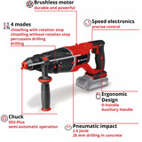EINHELL Professional Akku-Bohrhammer TP-HD 18/26 D Li BL - Solo schwarz/rot, ohne Akku und Ladegerät, in E-Case