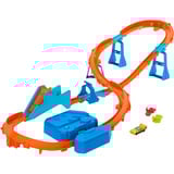 Hot Wheels Track Creator Beschleuniger-Sprung-Schnellstrecke-Set , Rennbahn mit Spielzeugauto und motorisiertem Beschleuniger