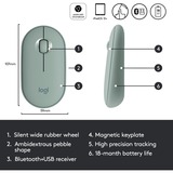 Logitech M350 Pebble, Maus hellgrün, 2,4 GHz, Bluetooth, kompatibel mit Notebook, PC, iPad, Mac
