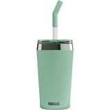 SIGG Kaffeebecher Helia Milky Green 0,45L, Thermobecher hellgrün, mit Trinkhalm