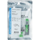 SMARTKEEPER ESSENTIAL USB-B Port Lock (BL04) + Lock Key Mini (U04), Einsteckschloss Farbcode Grün, 4 Stück + 1 Schlüssel