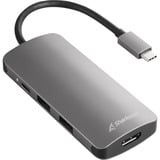 Sharkoon USB 3.0 Type C Multiport Adapter, Dockingstation dunkelgrau, USB-C, HDMI, MicroSD, SD