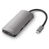 Sharkoon USB 3.0 Type C Multiport Adapter, Dockingstation dunkelgrau, USB-C, HDMI, MicroSD, SD