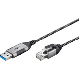 goobay Ethernet-Adapterkabel USB-A 3.2 Gen1 > RJ-45, Slim schwarz/grau, 15 Meter