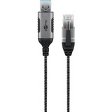 goobay Ethernet-Adapterkabel USB-A 3.2 Gen1 > RJ-45, Slim schwarz/grau, 15 Meter