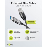 goobay Ethernet-Adapterkabel USB-A 3.2 Gen1 > RJ-45, Slim schwarz/grau, 15 Meter