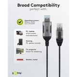 goobay Ethernet-Adapterkabel USB-A 3.2 Gen1 > RJ-45, Slim schwarz/grau, 15 Meter