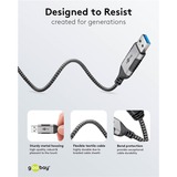 goobay Ethernet-Adapterkabel USB-A 3.2 Gen1 > RJ-45, Slim schwarz/grau, 15 Meter