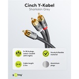 goobay Plus Cinch Y-Kabel schwarz/silber, 2 Meter