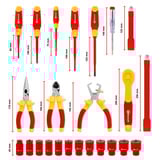 EINHELL E-Case Werkzeugkoffer Elektrik-VDE, 24-teilig, Werkzeug-Set rot/gelb, mit Werkzeug-Sortiment für Elektriker