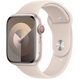 Apple Watch Series 9, Smartwatch silber/beige, Aluminium, 45 mm, Sportarmband, Cellular