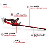 EINHELL Professional Akku-Heckenschere GP-CH 18/50 Li BL-Solo, 18Volt rot/schwarz, ohne Akku und Ladegerät