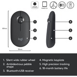 Logitech M350 Pebble, Maus graphit, 2,4 GHz, Bluetooth, kompatibel mit Notebook, PC, iPad, Mac