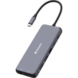 Verbatim USB-C Pro Multiport-Hub CMH-14, 14 Port, Dockingstation grau, 2x HDMI, VGA, RJ-45, 5x USB-A, Audio, 2x USB-C, PD, SD, microSD