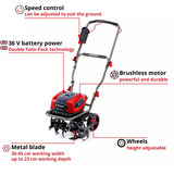 EINHELL Professional Akku-Bodenhacke GP-CR 36/45 Li E BL- Solo, 36Volt (2x18V) rot/schwarz, ohne Akku und Ladegerät