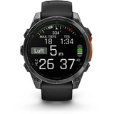 Garmin fēnix 8 - 47 mm, AMOLED, Smartwatch Schwarz/Schiefergrau, Silikon-Armband, Edelstahl