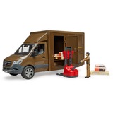 bruder 02678 MB Sprinter UPS mit Fahrer und Zubehör, Modellfahrzeug braun