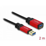 DeLOCK USB 3.2 Gen 1 Verlängerungskabel, USB-A Stecker > USB-A Buchse schwarz/rot, 2 Meter, SuperSpeed