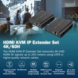 Digitus HDMI KVM IP Extender Set, KVM-Switch schwarz, 4K/60Hz