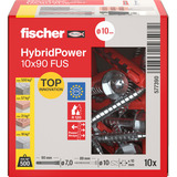fischer Langschaftdübel HybridPower 10x90 FUS  rot/grau, 10 Stück