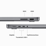 Apple MacBook Pro (14") 2023 CTO, Notebook grau, M3 10-Core GPU, MacOS, Englisch International, 36 cm (14.2 Zoll) & 120 Hz Display, 1 TB SSD