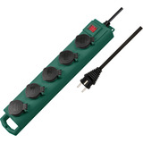 Brennenstuhl Super-Solid SL 554 IP54 Garten-Steckdosenleiste, 5-fach mit Schalter grün/schwarz, 5 Meter