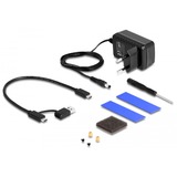 DeLOCK USB Type-C Gehäuse für 1 x M.2 NVMe SSD + 1 x 2.5″ SATA SSD / HDD, Laufwerksgehäuse schwarz, mit Klon Funktion 