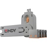 Lindy USB Port Schloss (4 Stück) mit Schlüssel, Diebstahlschutz orange, Code: ORANGE