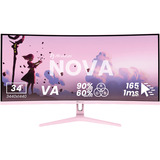 Arozzi Nova 34T2K165, Gaming-Monitor 86.4 cm (34 Zoll), pink, UWQHD, VA, Curved, HDMI, DP, Lautsprecher, 165Hz Panel