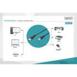 Digitus USB 2.0 Anschlusskabel USB-A (Stecker) > USB-B (Stecker) schwarz, 1,8 Meter
