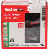 fischer Dübel DuoPower 6x30 S  hellgrau/rot, 50 Stück, mit verzinkter Schraube