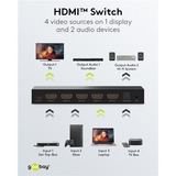 goobay HDMI-Umschaltbox 4 auf 1 (4K @ 60Hz), mit Audio-Ausgang, HDMI Switch schwarz, mit Fernbedienung