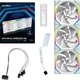 Lian Li UNI FAN SL120 Wireless, Gehäuselüfter weiß, 3er-Pack inkl. Controller, Reverse, 124.5 mm