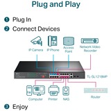 TP-Link TL-SL1218MP, Switch schwarz, 16-Port-10/100Mbit/s-+2-Port-Gigabit- Unmanaged PoE-Switch