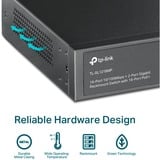 TP-Link TL-SL1218MP, Switch schwarz, 16-Port-10/100Mbit/s-+2-Port-Gigabit- Unmanaged PoE-Switch