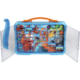 Theo Klein Hot Wheels - Sammelkoffervitrine mit Licht, Aufbewahrungsbox hellblau/transparent, für 54 Fahrzeuge, 1:64