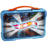 Theo Klein Hot Wheels - Sammelkoffervitrine mit Licht, Aufbewahrungsbox hellblau/transparent, für 54 Fahrzeuge, 1:64