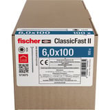 fischer Spanplattenschraube ClassicFast II 6,0x100 Senkkopf TX 100 Stück, mit Teilgewinde, verzinkt