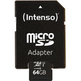 Intenso UHS-I Performance 64 GB microSDXC, Speicherkarte schwarz, UHS-I U1, Class 10