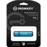 Kingston IronKey Vault Privacy 50 64 GB, USB-Stick hellblau/schwarz, USB-A 3.2 Gen 1