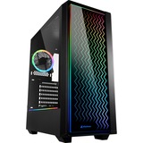Sharkoon RGB LIT 200, Tower-Gehäuse schwarz, Front und Seitenteil aus gehärtetem Glas