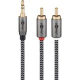 goobay Plus Audio Adapterkabel AUX 3,5mm Klinke > Stereo-Cinch Stecker schwarz/silber, 3 Meter