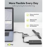 goobay Slim 4-Port USB-Hub, USB-C auf USB-A, USB 3.2 Gen1 grau